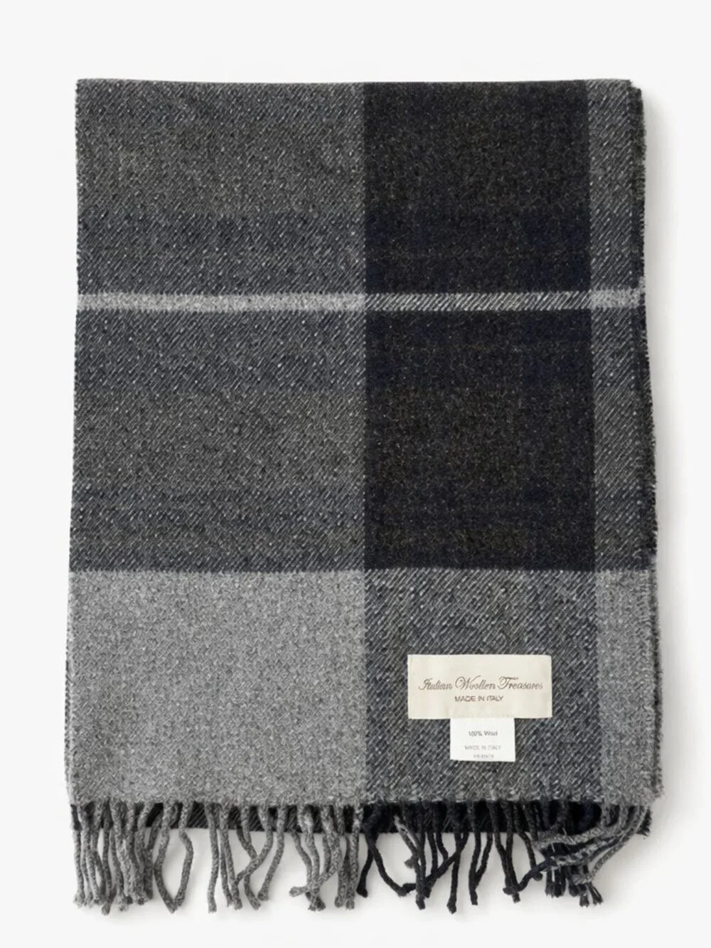 EUC Italian Woolen Gray Plaid Scarf | 100% Wool | Made in Italy | Men’s Classic